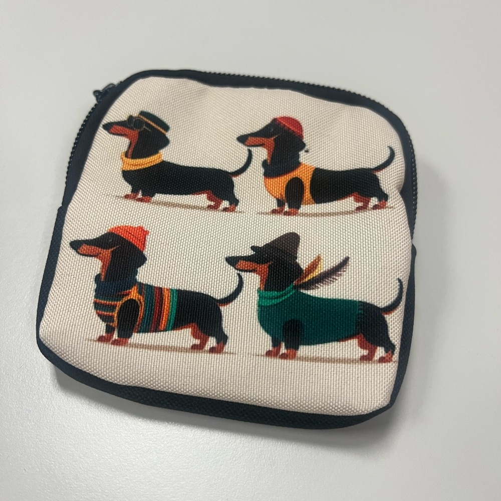 Dachshund Print Canvas Zip Treat Pouch - #406